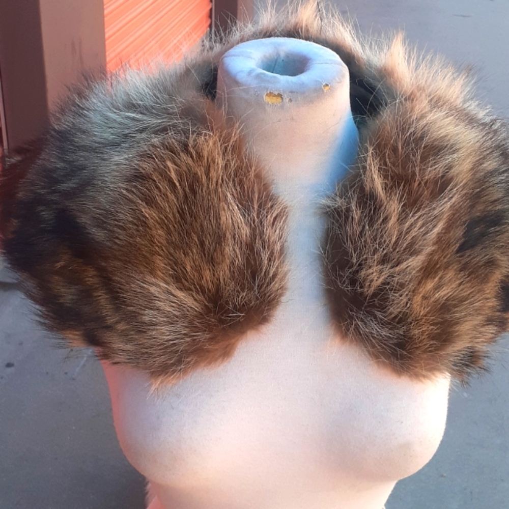 Fox fur collar Tan Brown vintage